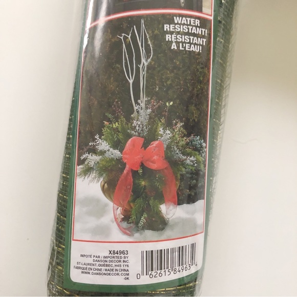 Danson Decor Mesh Decorating Ribbon Indoor/Outdoor Green Gold Christmas Decor x3 - Picture 3 of 4